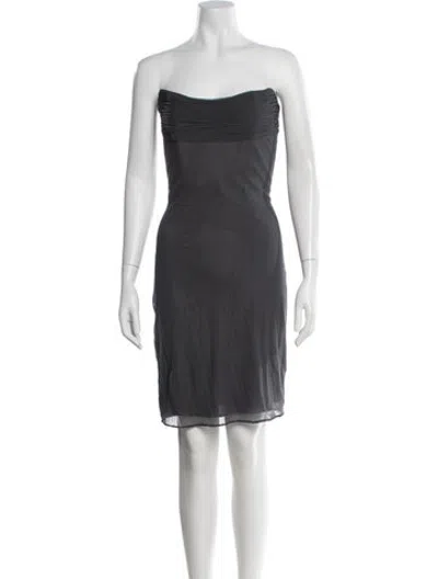 Pre-owned Vicky Tiel Strapless Knee-length Dress In Grey