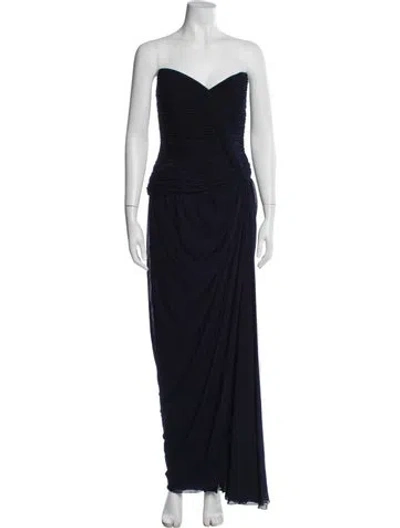 Pre-owned Vicky Tiel Strapless Long Dress In Blue