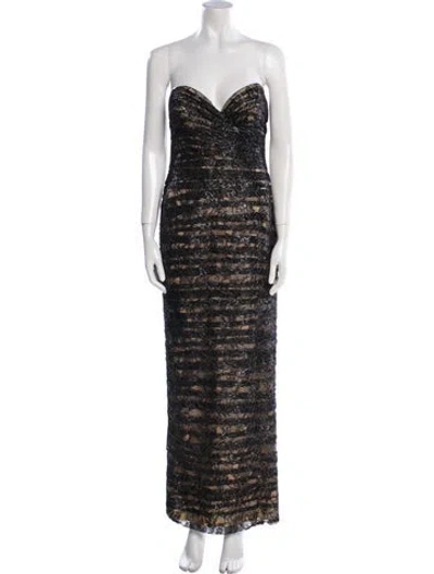 Pre-owned Vicky Tiel Strapless Midi Length Dress In Multi
