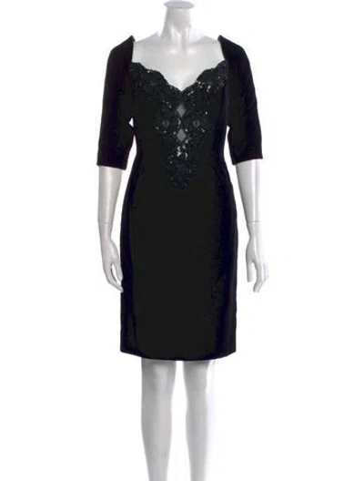 Pre-owned Vicky Tiel Vintage Knee-length Dress In Black