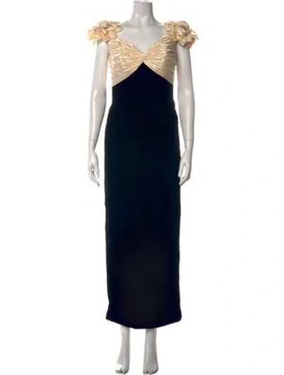 Pre-owned Vicky Tiel Vintage Long Dress In Black