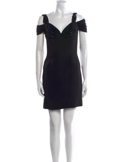 Pre-owned Vicky Tiel Vintage Mini Dress In Black