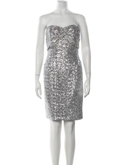 Pre-owned Vicky Tiel Vintage Mini Dress In Metallic/silver