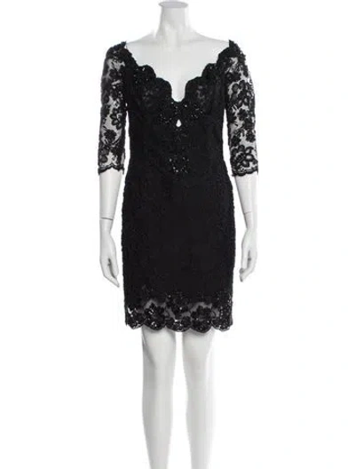 Pre-owned Vicky Tiel V-neck Mini Dress In Black
