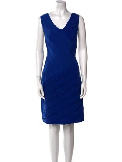 Pre-owned Vicky Tiel V-neck Mini Dress In Blue