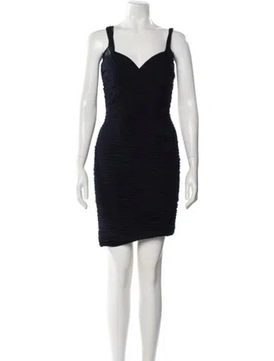 Pre-owned Vicky Tiel V-neck Mini Dress In Blue