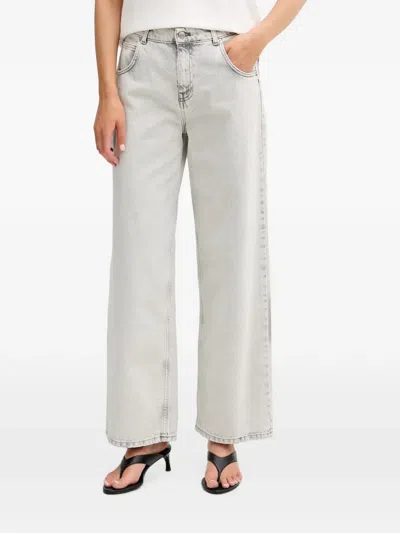 Vicolo Acid-wash Wide-leg Jeans In Gray