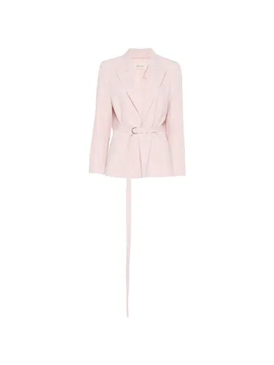 Vicolo Belted Peak-lapel Blazer In Pink