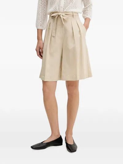 Vicolo Belted Pleated Shorts In Neutral