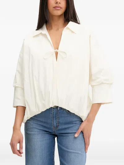 Vicolo Bow-detail Puff-sleeve Blouse In White