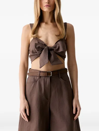 Vicolo Bow-detail Shirred Top In Multi