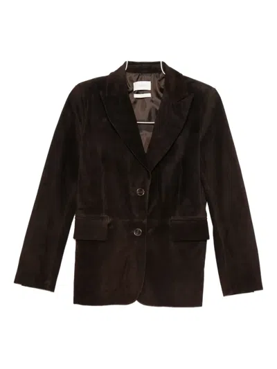 Vicolo Buttoned Leather Jacket In Brown