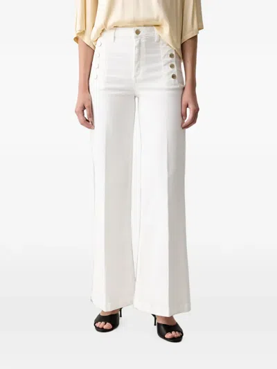 Vicolo Button-embellished Jeans In White