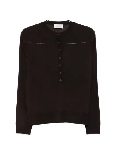 Vicolo Button-placket Sweater In Brown