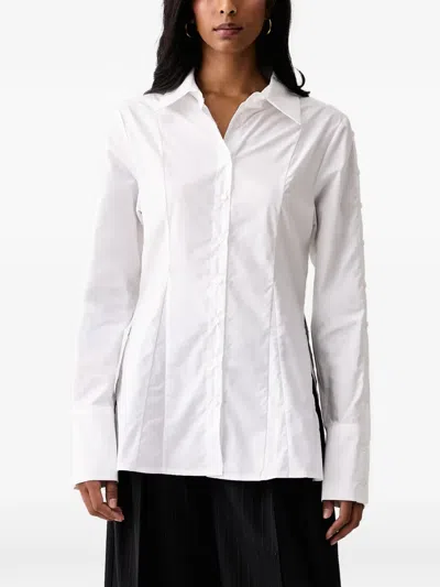 Vicolo Button-sleeve Side-slit Shirt In White