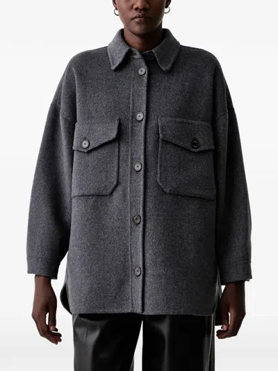 Vicolo Button-up Chest-pocket Jacket In Gray