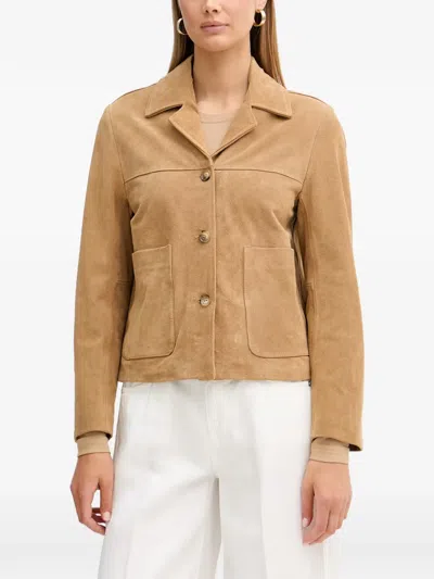 Vicolo Button-up Patch-pocket Jacket In Brown