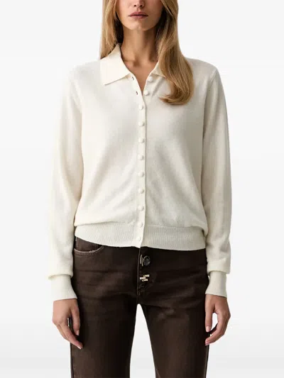Vicolo Button-up Polo Cardigan In White