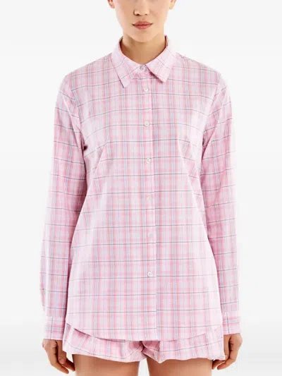Vicolo Check-pattern Long-sleeve Shirt In Pink