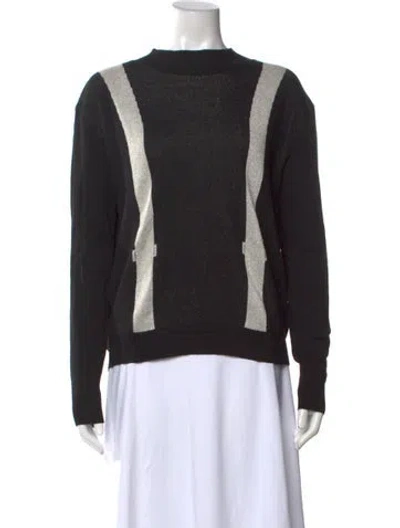Pre-owned Vicolo Colorblock Pattern Mock Neck Sweater W/ Tags In Black