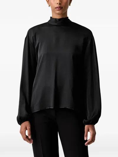 Vicolo Cowl-back Tie-neck Blouse In Black