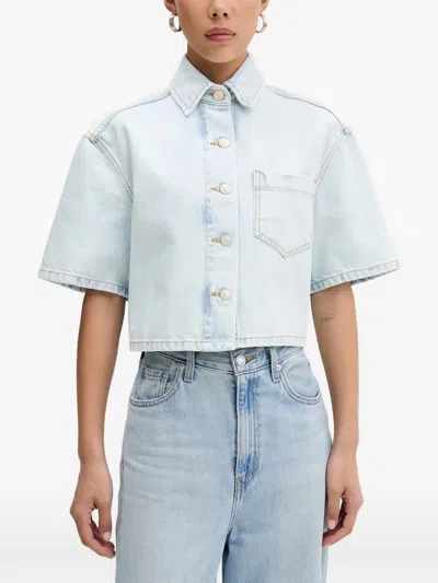 Vicolo Cropped Short-sleeve Shirt In Blue