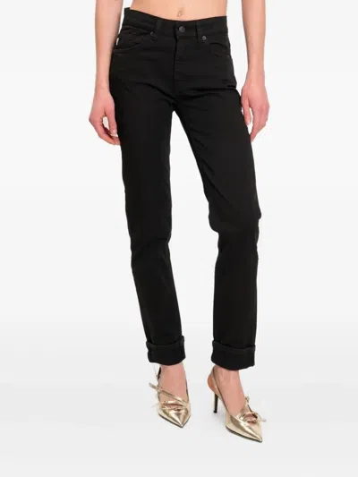 Vicolo Cuffed Straight-leg Jeans In Black