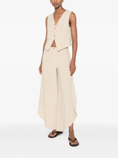 Vicolo Curved-hem Trousers In Multi