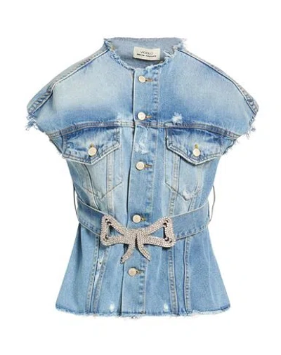 Vicolo Denim Couture Woman Denim Outerwear Blue Size L Cotton