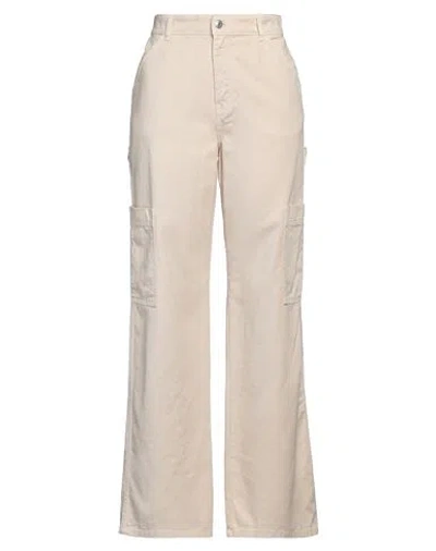 Vicolo Denim Couture Woman Jeans Cream Size L Cotton In Neutral