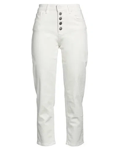 Vicolo Denim Couture Woman Jeans Ivory Size M Cotton, Elastomultiester, Elastane In White