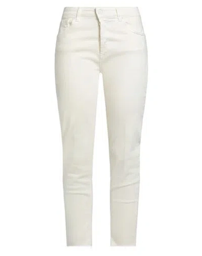 Vicolo Denim Couture Woman Pants Ivory Size L Cotton, Elastomultiester, Elastane In White