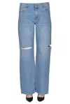 Vicolo Destroyed Wide Leg Jeans In Light Denim