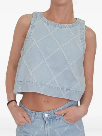 Vicolo Diamond-quilted Sleeveless Top In Blue