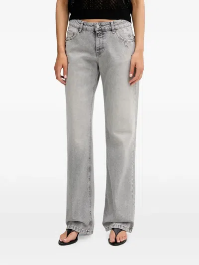Vicolo Distressed Straight-leg Jeans In Gray