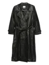 Vicolo Double-breasted Belted Coat In Black