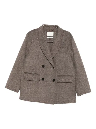 Vicolo Double-breasted Flap-pocket Jacket In Brown
