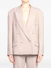 Vicolo Double-breasted Long-sleeve Blazer In Neutral