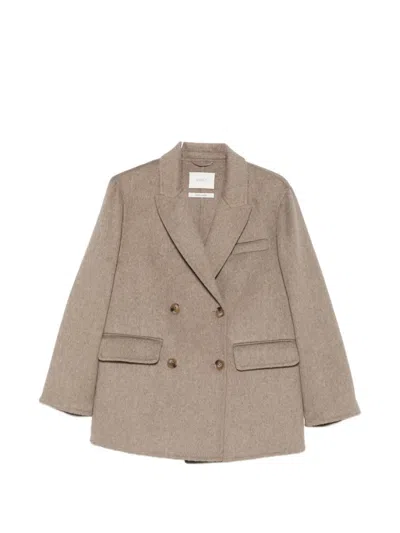Vicolo Double-breasted Blazer In Brown