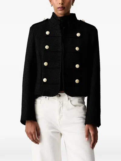 Vicolo Double-breasted Bouclé Jacket In Black