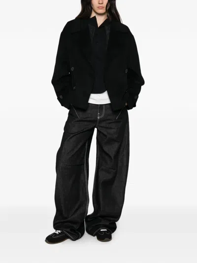 Vicolo Double-breasted Notched-lapels Jacket In Black