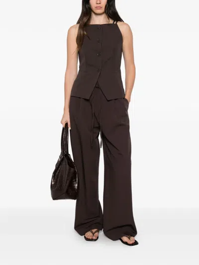 Vicolo Drawstring Wide-leg Trousers In Brown