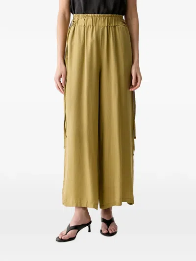 Vicolo Elasticated-waistband Wide-leg Palazzo Pants In Green