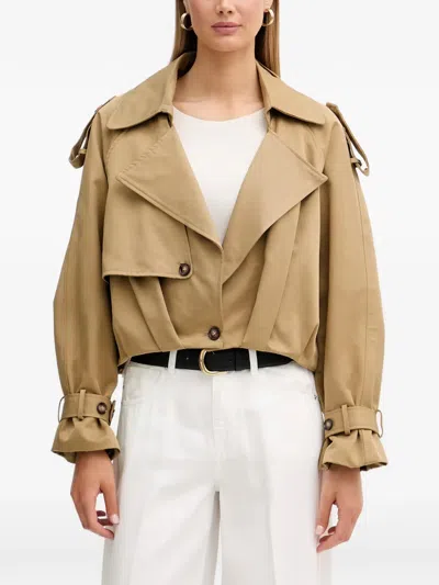 Vicolo Epaulette-detail Trench Coat In Animal Print
