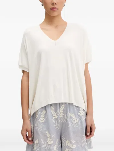Vicolo Fine-knit V-neck T-shirt In Animal Print