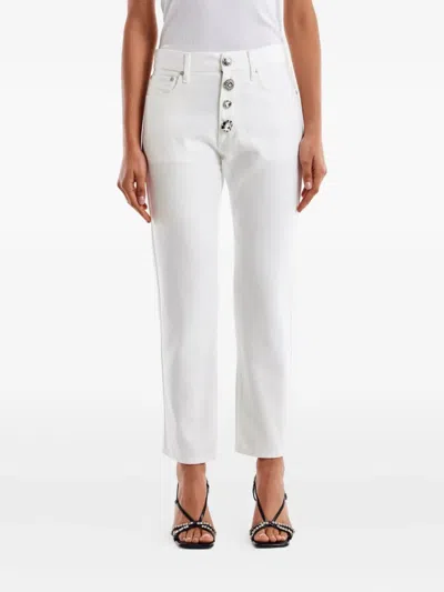 Vicolo Five-pocket Embellished-button Jeans In White