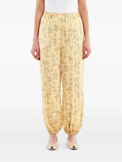 Vicolo Floral-print Elasticated-cuff Trousers In Yellow
