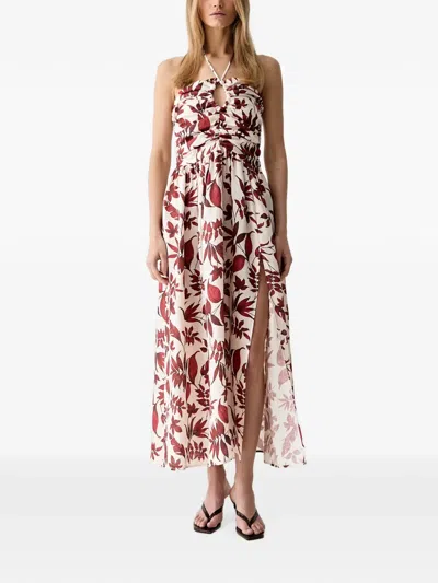 Vicolo Floral-print Ruched Maxi Dress In Multi