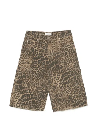 Vicolo Frayed Animal-print Shorts In Animal Print