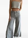 Vicolo Frayed Denim Top In Gray